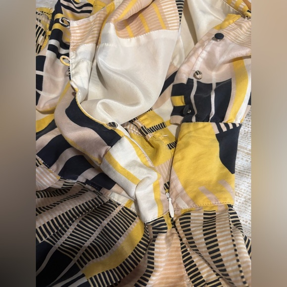 Maeve Anthropologie Otta dress yellow geo print drop waist silk blend size 4 - Picture 13 of 15